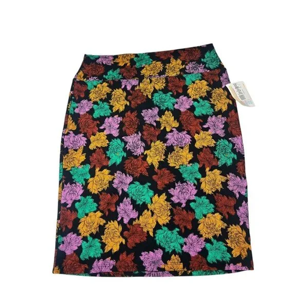 LuLaRoe Cassie Black Floral Skirt - Picture 2 of 5